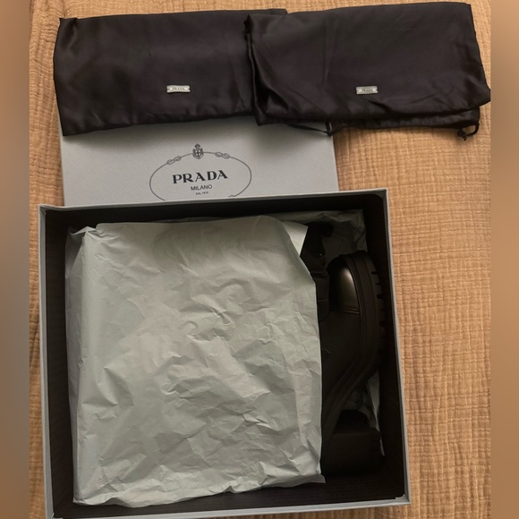 PRADA Re-Nylon and Leather Booties w/Dust Bag and Box- 39 1/2 - Picture 10 of 16